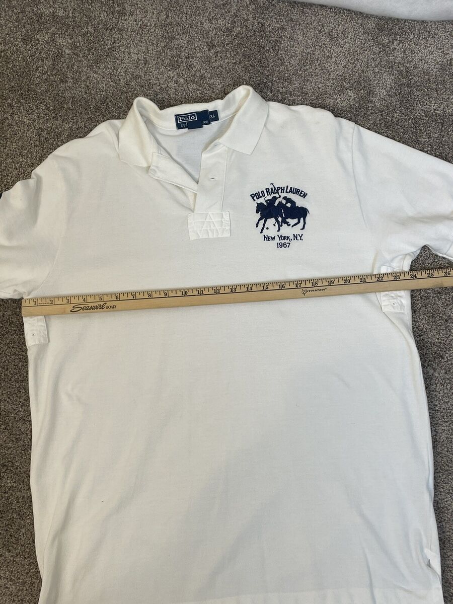 Vintage Polo Ralph Lauren Polo Shirt Men XL White New York Vintage Polo Ralph Lauren Polo Shirt Men XL White New York