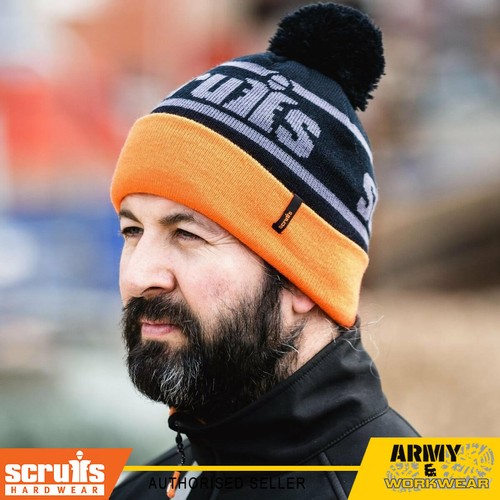 Scruffs Trade Bobble Hat Black Thermal Winter Wooly Hat Winter Work Wear Ski - Picture 2 of 2