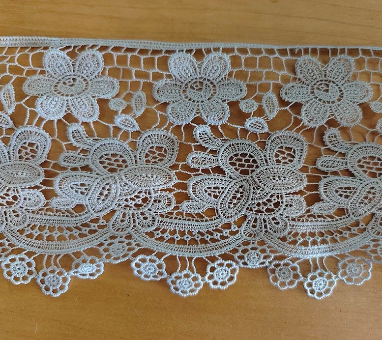 3,5 yardas 5" de ancho mezcla de algodón crochet flor encaje adornos gris plata m0280 Foto 2 de 2