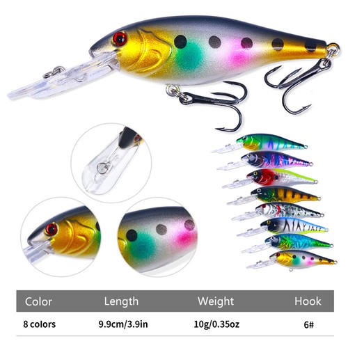 Lote de 8 PIEZAS Crankbaits 10 cm/10 g Trolling Minnow señuelos de pesca gancho aparejo cebo duro - Imagen 2 de 12