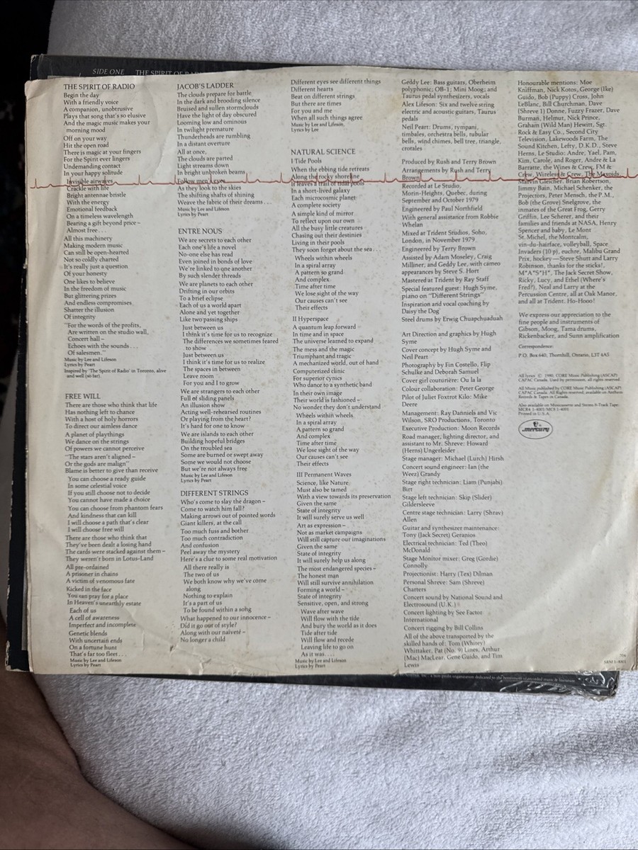 Rush ‎– Permanent Waves LP 1980 Mercury ‎– SRM-1-4001 VG/VG