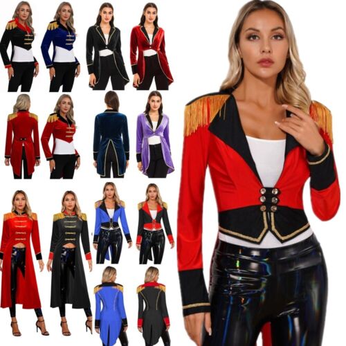 Adult Womens Circus Ringmaster Cosplay Costume Steampunk Tailcoat Jacket - Picture 6 of 141