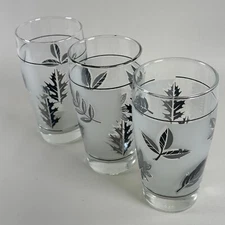 Libby Silver Foliage 10 oz. Tumblers - 1960s MCM - Set Of 3
