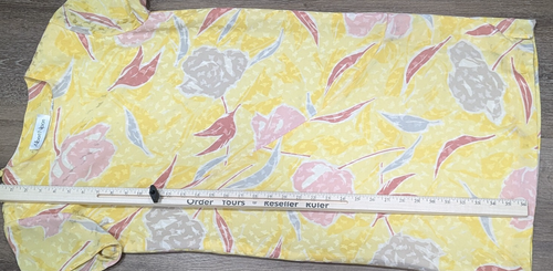 Vintage Albert Nipon Dress Medium Silk Yellow Pink Floral Shift Whimsy READ - Picture 5 of 9