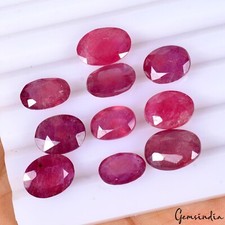Set of 10 Pcs Natural Mozambique Ruby Rich Red 10mm-12mm Oval Cut Loose Gemstone