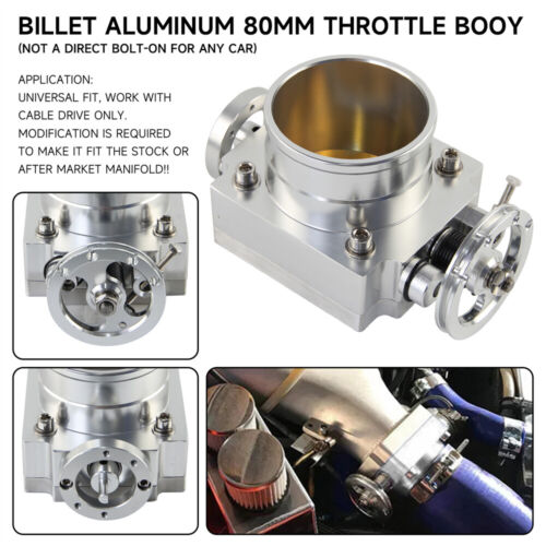 Cuerpo de acelerador universal de aleación de aluminio de 80 mm CNC colector de admisión de billet alto flujo - Imagen 7 de 11