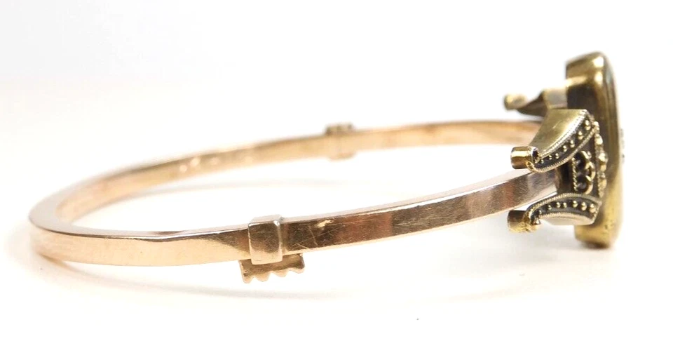 Brazalete Victoriano 3 Hojas Trébol Etrusco Oro Rosa/Verde 20/12K 6.25" Foto 2 de 4