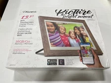Aluratek 13.3" WiFi Distressed Wood Digital Photo Wifi, 13" 