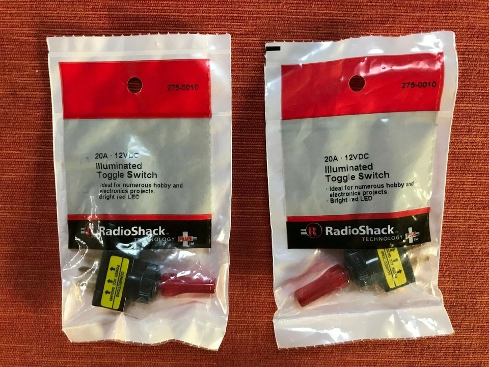*LOTE DE 2* Interruptor de palanca iluminado 20A / 12VDC (RadioShack 275-0010) Foto 2 de 3