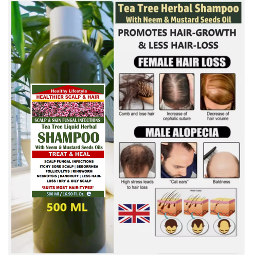 Sore Scalp Fungus Infections Sooth Treat & Heal Herbal Tea Tree Shampoo 500 ML - Picture 2 of 6
