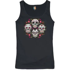 Day of the Dead Floral Sugar Skulls Women's Tank Top Dia de los Muertos