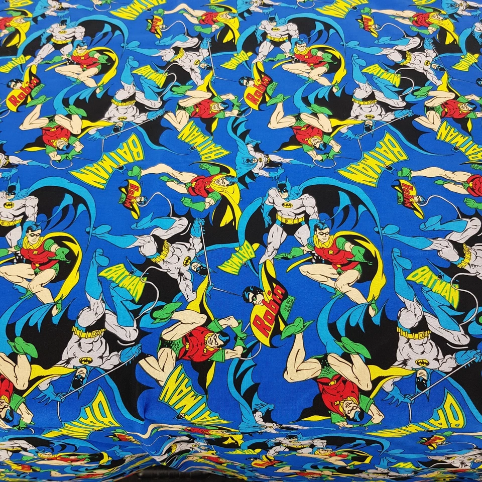 Manta de cuna para cochecito de bebé hecha a mano azul estampado de Batman punto Minky azul Foto 2 de 4