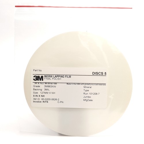 Lot of 5 3M 863XW Final Polish Film, Grade: 3M863XW, 5" Diameter, 60-0200-0626-2 - 第 1/3 張圖片