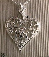 Disney Parks Mickey Mouse Icon Swarovski Crystal  Filigree Heart Pendant
