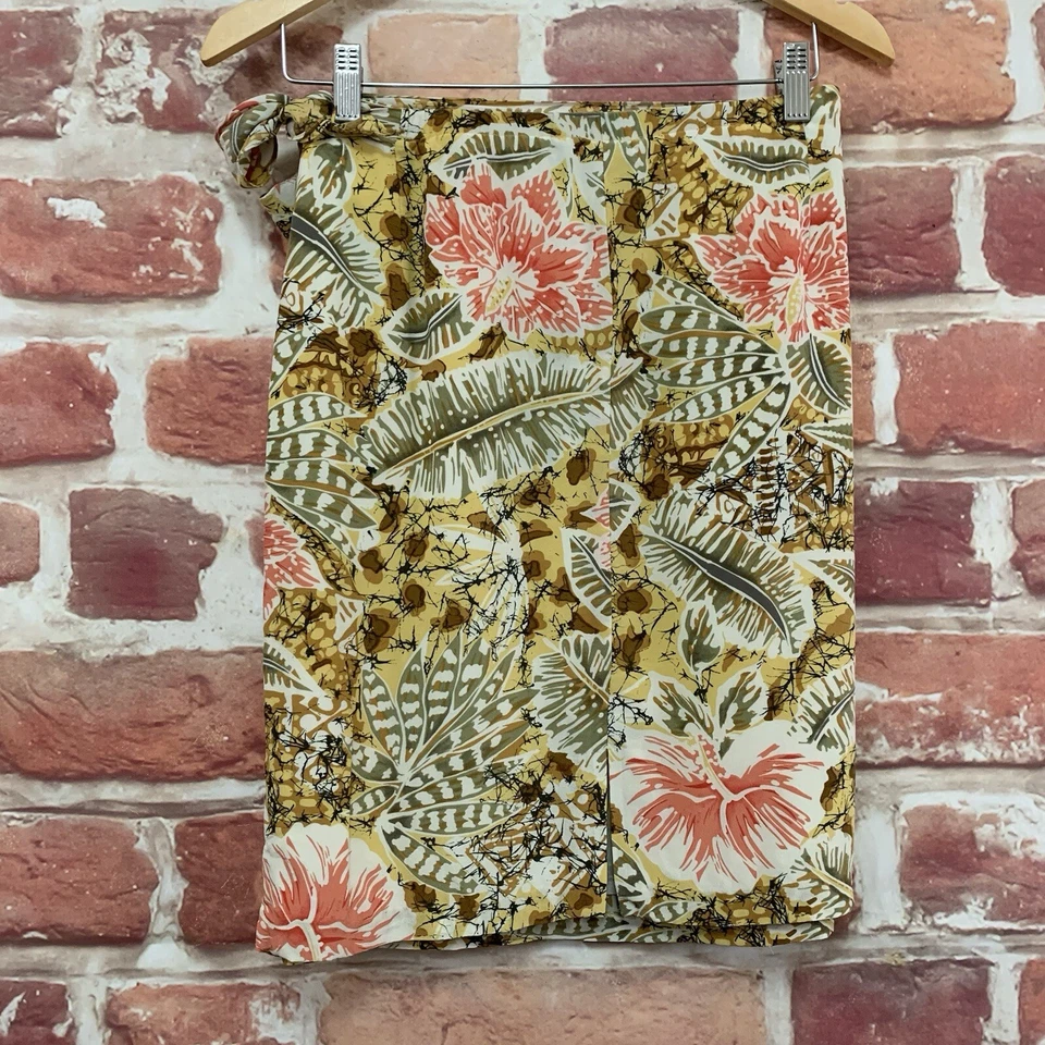 Falda envolvente de esquina informal vintage para mujer mediana 100 % seda floral corbata lateral Foto 4 de 4