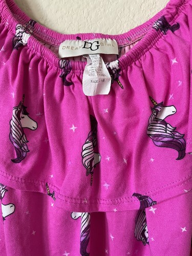 Lot of 2 Unicorn Theme Cold Shoulder Flounce Sleeveless Girls Top Size 6 7/8 - Picture 5 of 8