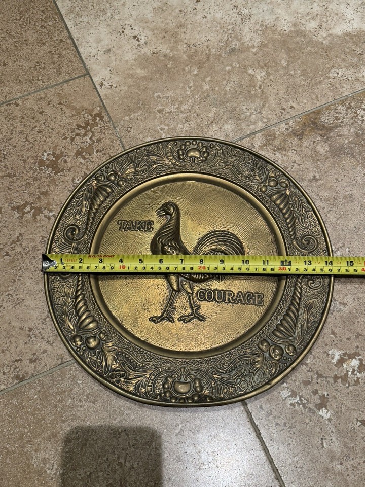 Vintage Embossed Brass Plate "Take Courage" 36cm eBay