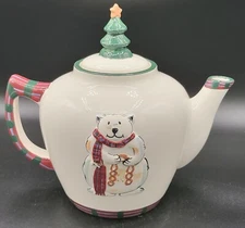 Pfaltzgraff Snow Bear Teapot And Lid Hand-painted