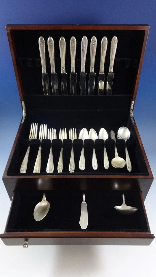 Juego de cubiertos Margaret Rose de National de plata esterlina servicio de cena 43 piezas Foto 2 de 4