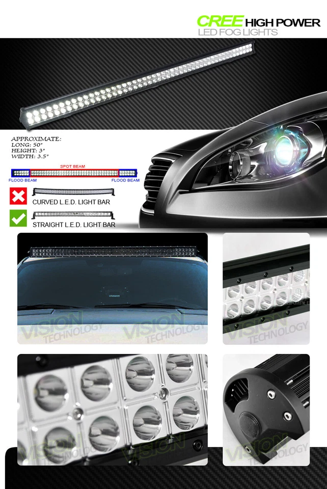 288W 96X CREE LED 50" Barra de Luz de Trabajo Punto Inundación Lámpara Antiniebla Para SUV Furgoneta Camión V01 Foto 2 de 2