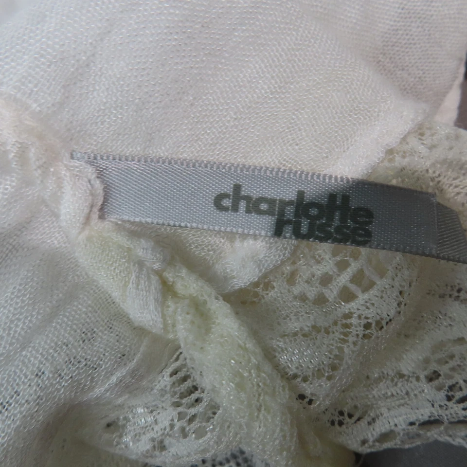 Charlotte Russe WHITE Infinity Scarf Lace Edge Fashion 33x64" Spring Summer - Image 3 of 4