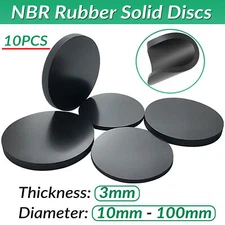 - 3mm thick NBR Rubber Solid Discs Flat Round Pad Sealing Non-Slip Cushioning