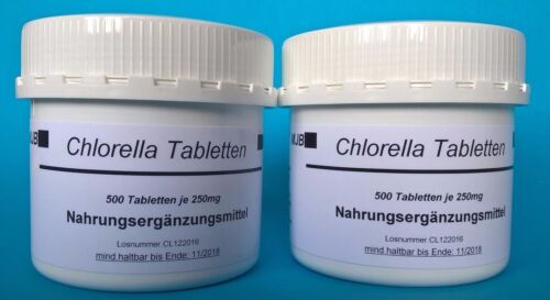 MJB Chlorella tabletas 1000x250mg 2 latas tabletas de clorella algas  - Imagen 1 de 5