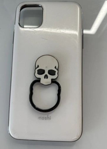 Funda rígida delgada Moshi iGlaze para iPhone 11 Pro Max con soporte para dedos de calavera blanca - Imagen 8 de 10