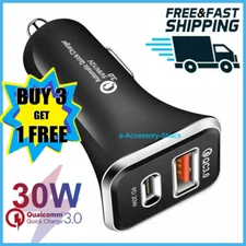 Dual USB PD Type-C Car Charger 30W Fast Charge Adapter iPhone 14 13 12 Pro Max