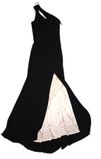 Aqua Formal One Shoulder Gown Dress Thigh Slit Prom Black Nude Womens 0