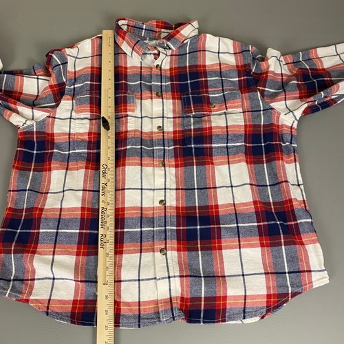 Old Navy Flannel Shirt Men's XXL Red Blue Plaid Regular Fit Built-In Flex - Picture 8 of 11