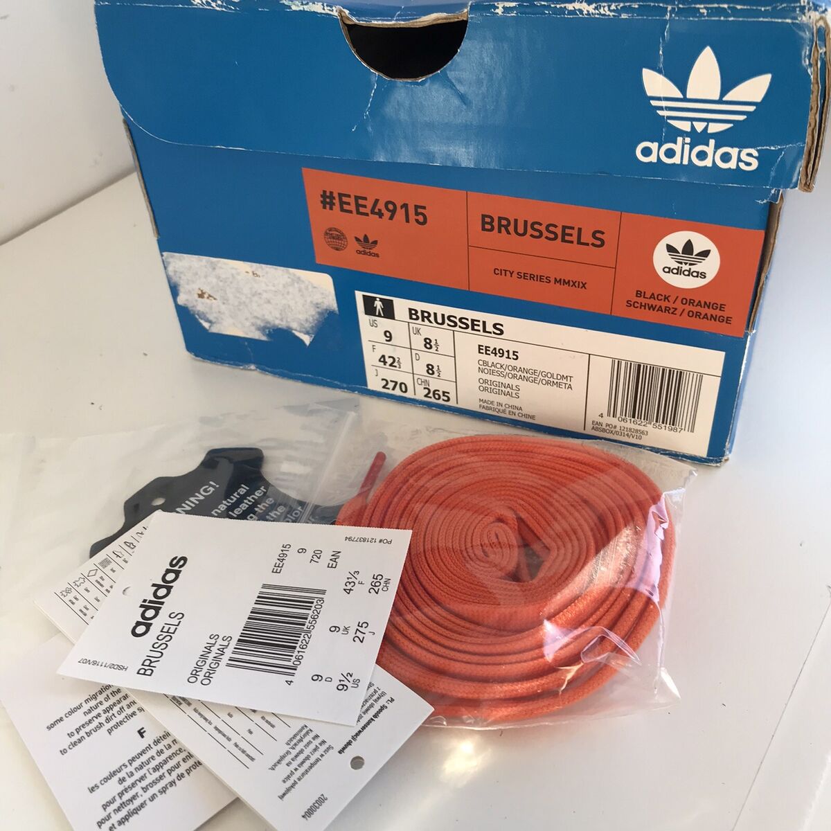 Adidas Brussels Size 8.5 & 9 Black Orange Suede City Series Adidas Brussels Size 8.5 & 9 Black Orange Suede City Series