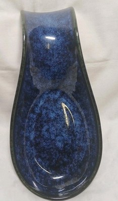 LOVECASA Stoneware Spoon Rest for Kitchen Spoon Holder Utensil Rest Blue Gray