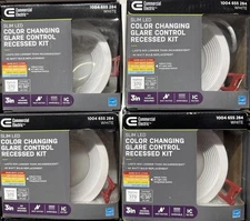 (4)Commercial Electric Slim Baffle LED 3" Round Adj Color Canless Recessed Light