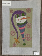 Handpainted Needlepoint Canvas  Snowman Snowcone   Must Read Description 