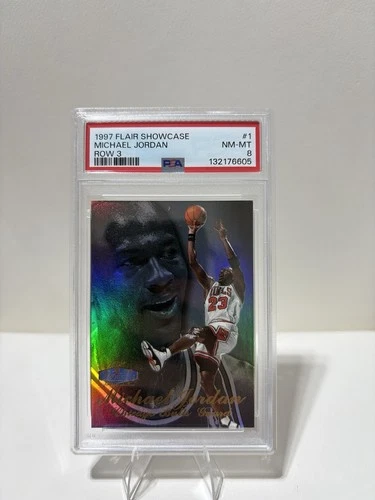 1997-98 Fleer Flair Showcase Michael Jordan Row 3 PSA 8 #1 Bulls NBA