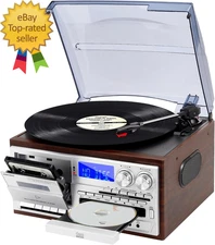 Record Player 9 in 1 3 Speed Bluetooth Vintage Turntable CD