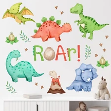 Mfault Watercolor Dinosaur Roar Wall Decals Stickers, Peel Stick Dino