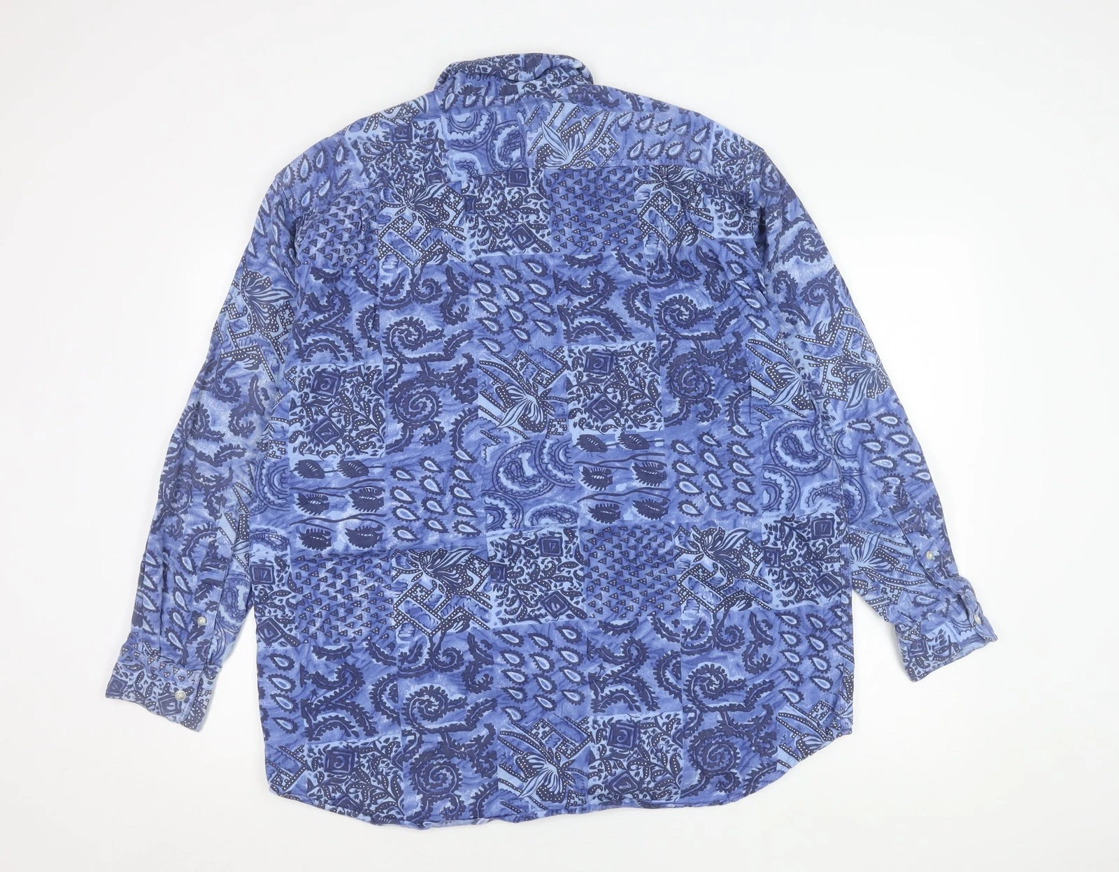 American Terrain Unisex Blue Paisley Button-Up Shirt L Long Sleeve