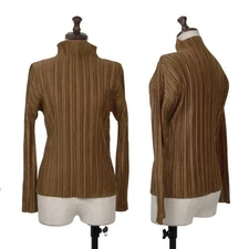 PLEATS PLEASE Shiny Pleated High Neck T-shirt Size 3(K-156524)