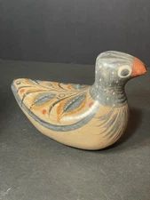 Vintage Tonala Mexican Folk Art Pottery Bird Dove Hand Painted 6” X 4.5”