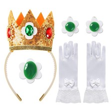 Princess Accessories Women Costume Crown Gloves Brooch Earrings Set