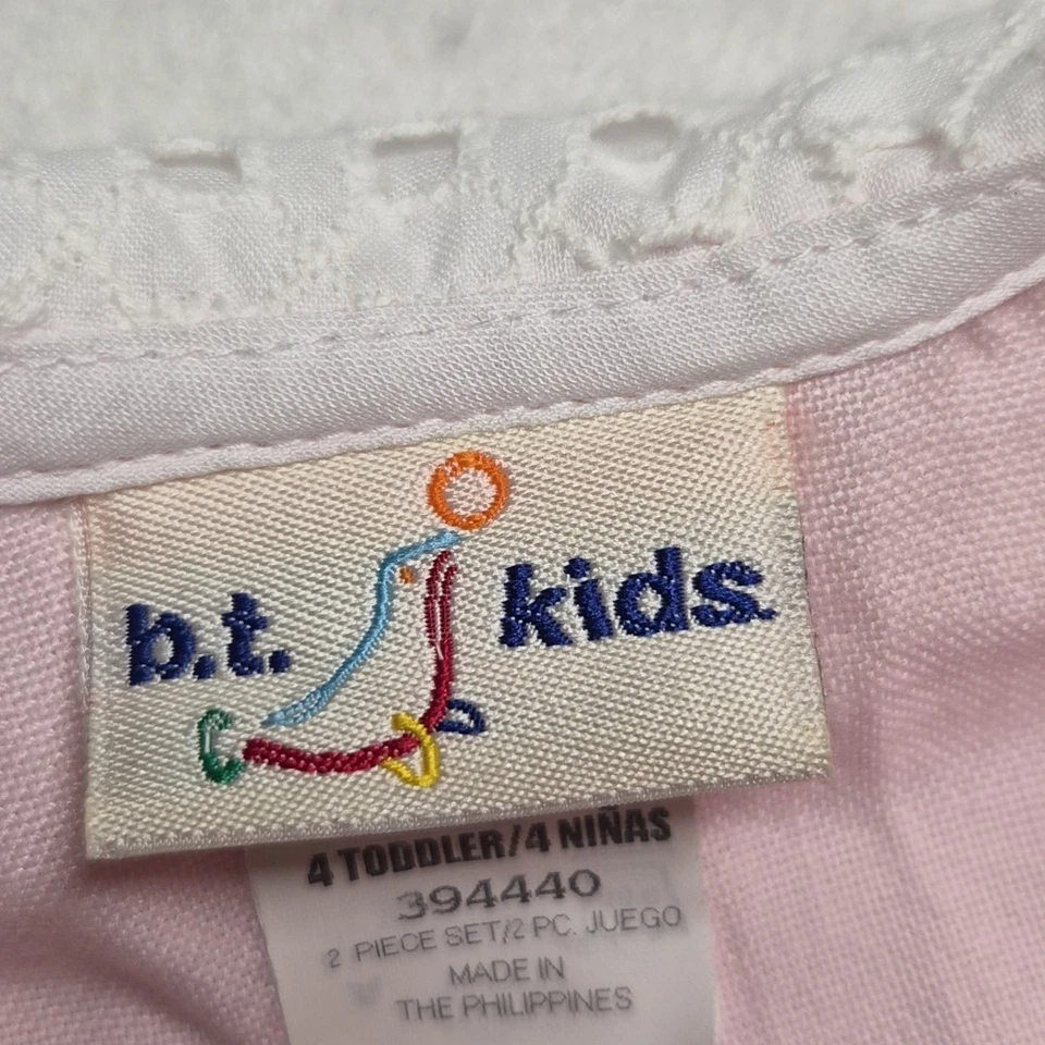Vestido rosa de colección años 90 BT niño pequeño 4T encaje babero bolsillos corazón iglesia fiesta casa de campo Foto 3 de 4