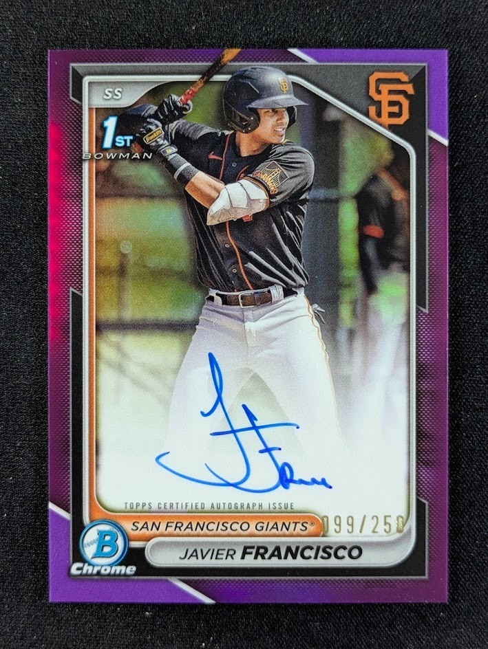 2024 Bowman Chrome JAVIER FRANCISCO 99/250 1st Bowman Auto Purple Ref. #CPA-JFA