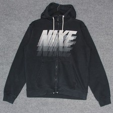 Nike Full Zip Hoodie Sweatshirt Women's Medium Black Graphic Athleisure