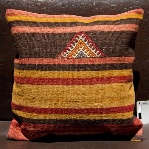 20"x20" 50x50 Hand Woven Striped Wool Kilim Rug Vintage Pillow Cover Cushion