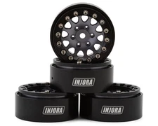 Injora 1.3" D-Slot Aluminum Micro Crawler Beadlock Wheels (27g ea) (Grey/Black)
