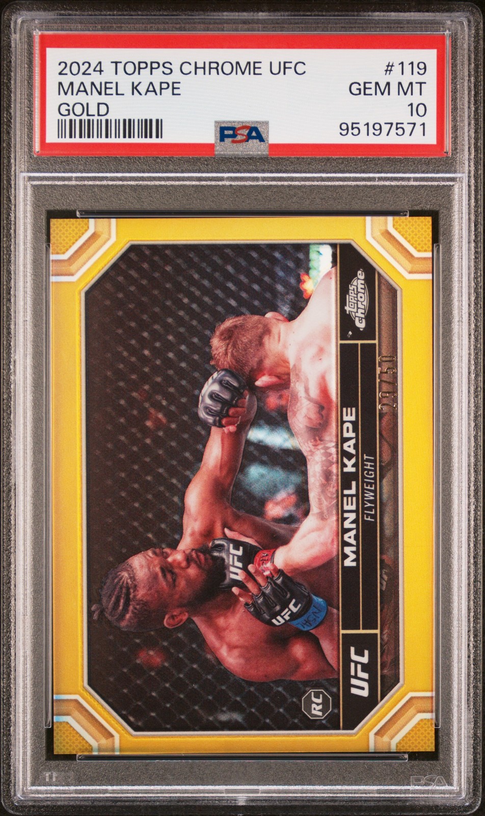 2024 TOPPS CHROME UFC GOLD REFRACTOR #119 MANEL KAPE 29/50 PSA 10
