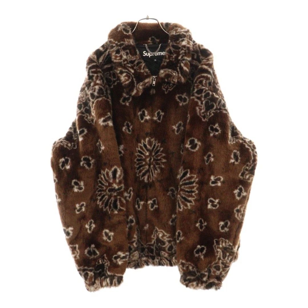 Veste bomber fausse fourrure bandana SUPREME 21SS logo arche marron occasion 9fd6044615eea02