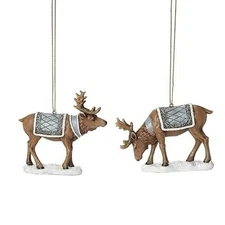 Reindeer with Blue Saddle Ornaments